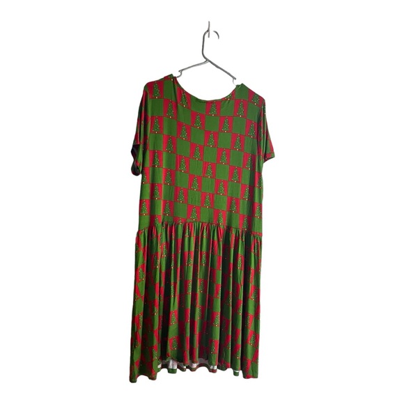 Modcloth Women's Size 1X Red & Green Holiday Christmas Dress - Picture 5 of 15